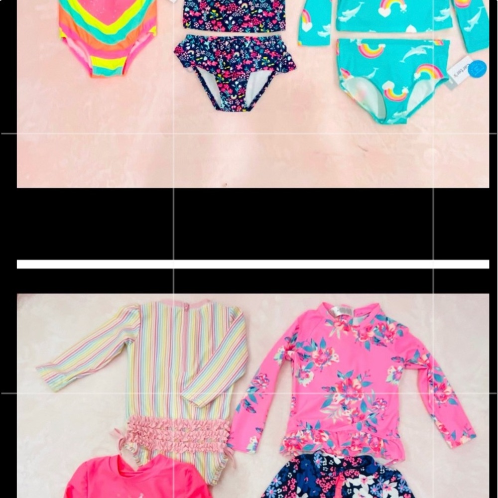 NEW AND LIKE NEW 7 piece bathing suit lot size 24m/2t AWESOME mixed styles